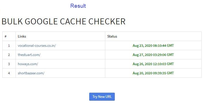 Google Cache Checker tool