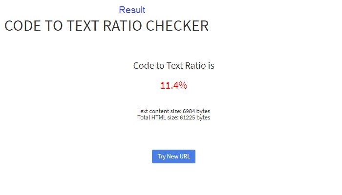 Code to Text Ratio Checker tool