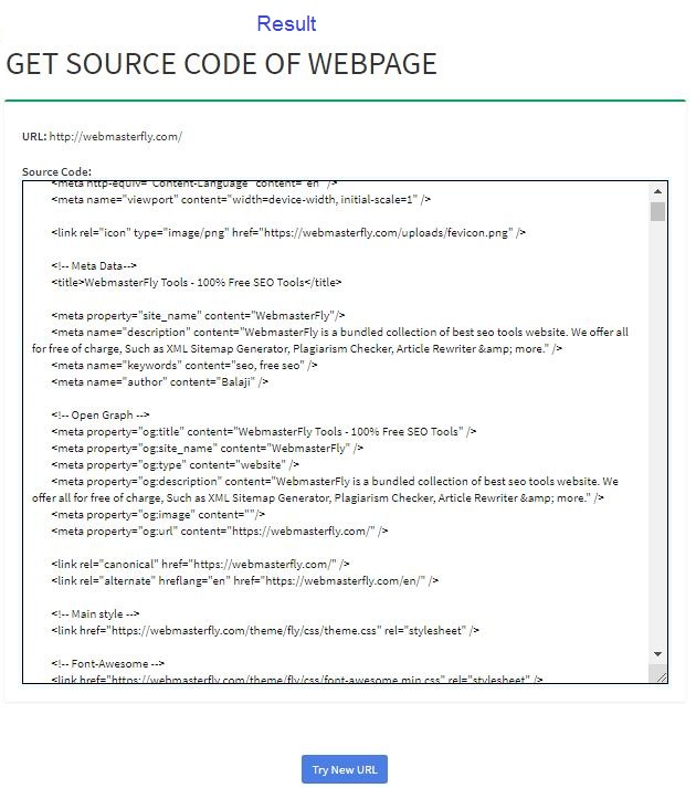 get source code of webpage tool