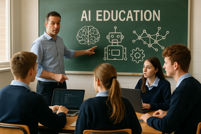Australian students learning about AI education.