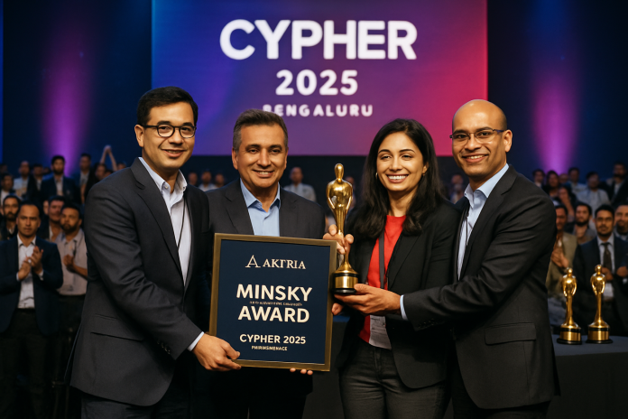 Axtria team receiving Minsky Award for AI innovation